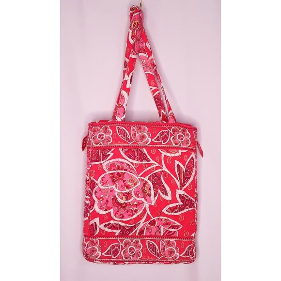 Vera Bradley Rosy Posies Laptop Tote Bag Pink Paisley - Picture 4 of 8
